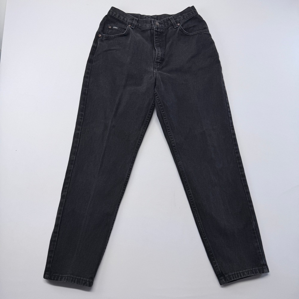 Lee Original Jeans Womens Black High Rise Tapered Leg Denim Pants